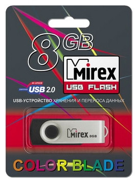 USB Flash Mirex SWIVEL RUBBER BLACK 8GB (13600-FMURUS08)