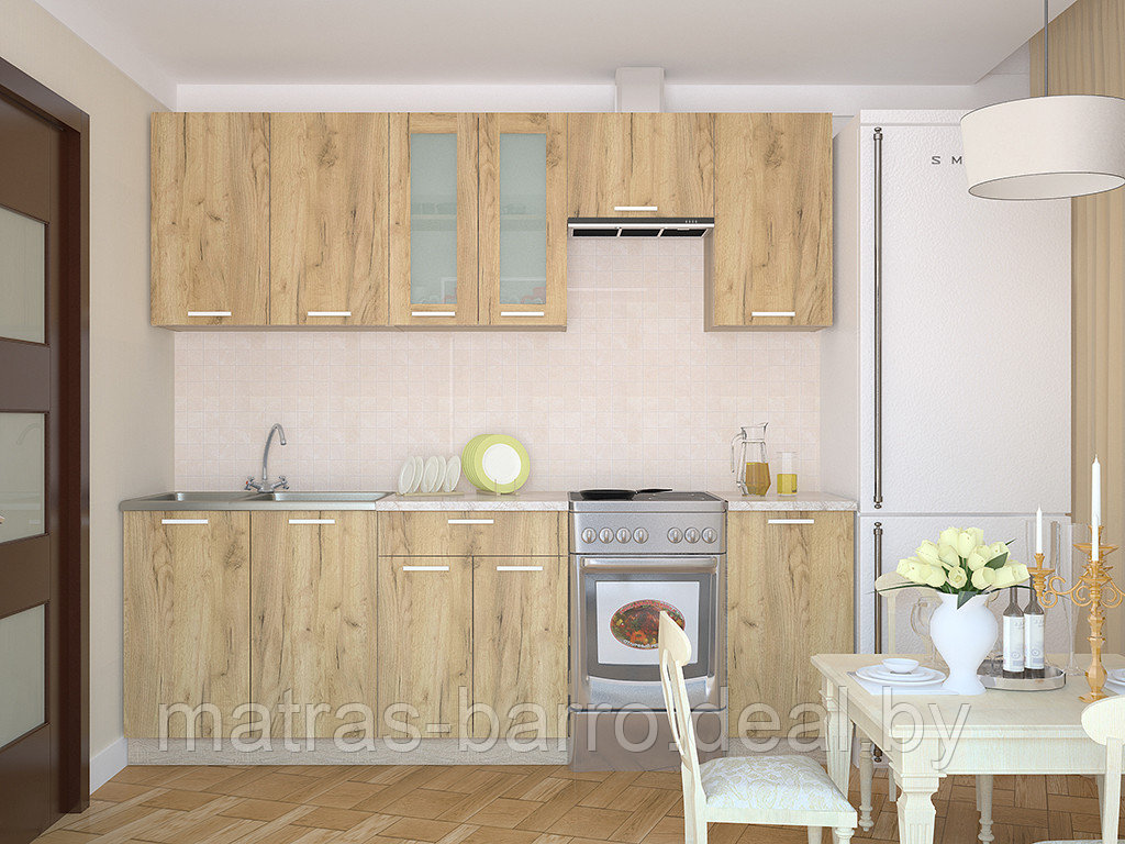 Кухня Мила 2,1 метра дуб белый/дуб серый - фото 3 - id-p71683392