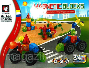 Магнитный объемный конструктор Magnetic blocks 34 детали, 8034