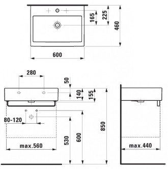 УМЫВАЛЬНИК LAUFEN LIVING CITY 60X46 - фото 3 - id-p54658364