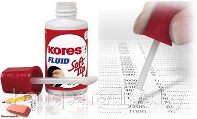 Корректирующая жидкость Kores fluid soft tip 25 мл., с губкой, арт.66461