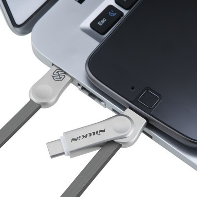 USB кабель зарядки и синхронизации Nillkin Plus III Micro USB+Type-C Grey - фото 4 - id-p54789953