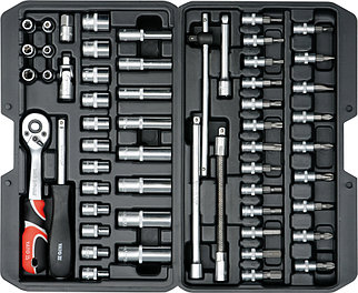 Набор головок и насадок 1/4" 56пр. YT-14501