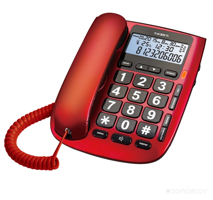 Проводной телефон teXet TX-260 Красный - фото 2 - id-p54972834