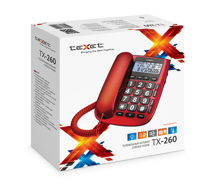 Проводной телефон teXet TX-260 Красный - фото 3 - id-p54972834