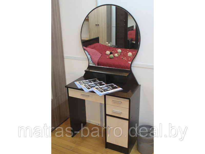 Туалетный столик с зеркалом Надежда-М04 ясень шимо темный/вудлайн кремовый - фото 3 - id-p54978571