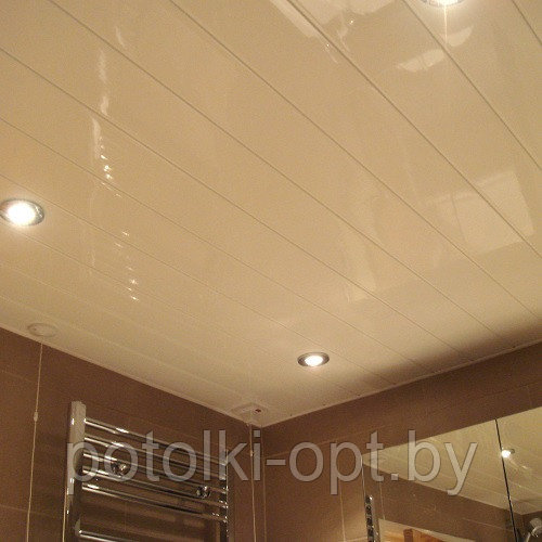 Реечный потолок "Албес" бледно-розовый штрих на белом (S-дизайн) - фото 1 - id-p5331979