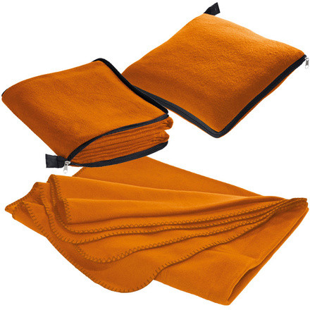 Плед-подушка оранжевого цвета для нанесения логотипа