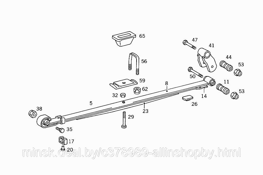 Лист подрессорный задней 4-ех листовой рессоры для MB 207-310