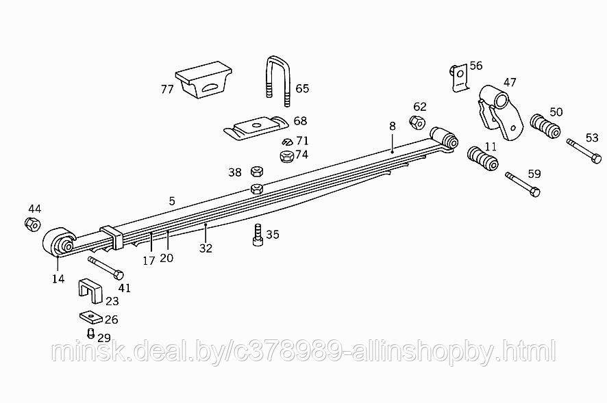 Задняя 5-ти листовая рессора для MB 410 в сборе