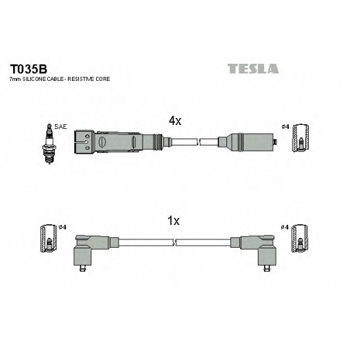 Провода высоковольтные TESLA VW 85-94 (4 цил. с мет.нак.) - фото 1 - id-p55044120