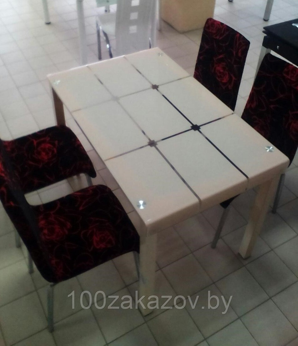 Стеклянный обеденный стол 1100Х700Х750. Кухонный стол стеклянный А-105
