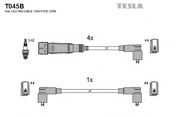Провода высоковольтные TESLA VW Golf 1.6 ABU 92-