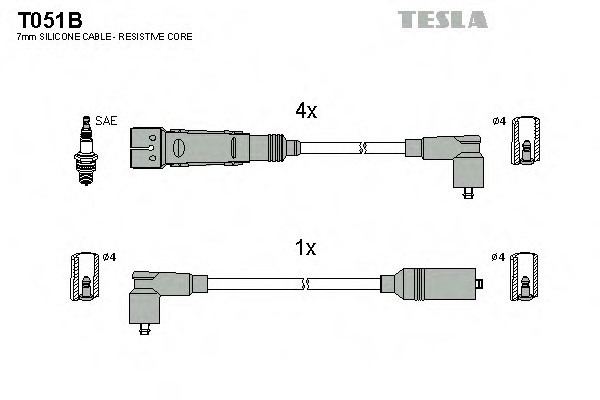 Провода высоковольтные TESLA Audi 100 1.8i 84-89 PH, DS