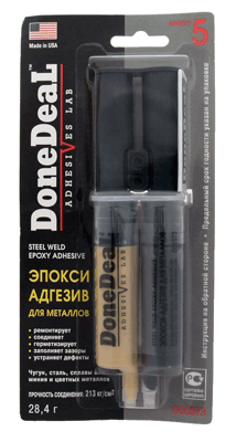 Done Deal DD6573 Эпокси-агдезив 2-компонентный стальной в шприце 28,4г