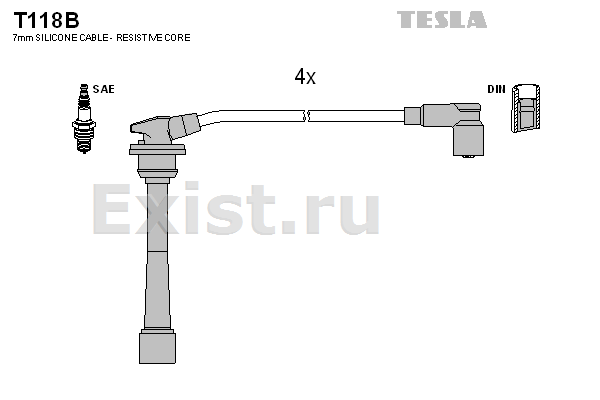 Высоковольтные провода TESLA HYUNDAI: ACCENT 94-00, ELANTRA 00-, GETZ 00-, MATRIX 00-