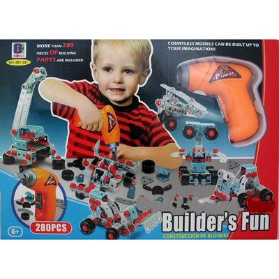 Конструктор "Механик" Builders Fun 661-301, 280 деталей с шуруповертом на батарейках