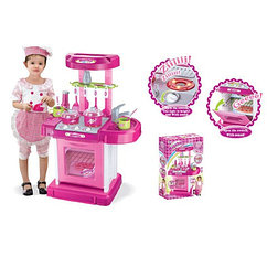 ДЕТСКАЯ ИГРОВАЯ КУХНЯ Kitchen set арт. 008-56 С КОРЗИНКОЙ ОВОЩЕЙ ЦВЕТ РОЗОВЫЙ