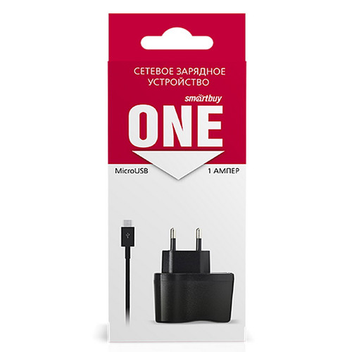 Сетевое зарядное устройство SmartBuy ONE 1A, USB, кабель microUSB, чёрный - фото 2 - id-p55538797