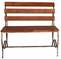 Скамья деревянная со спинкой. Арт. С-001 (100*100*50). Кованная скамейка для дома.