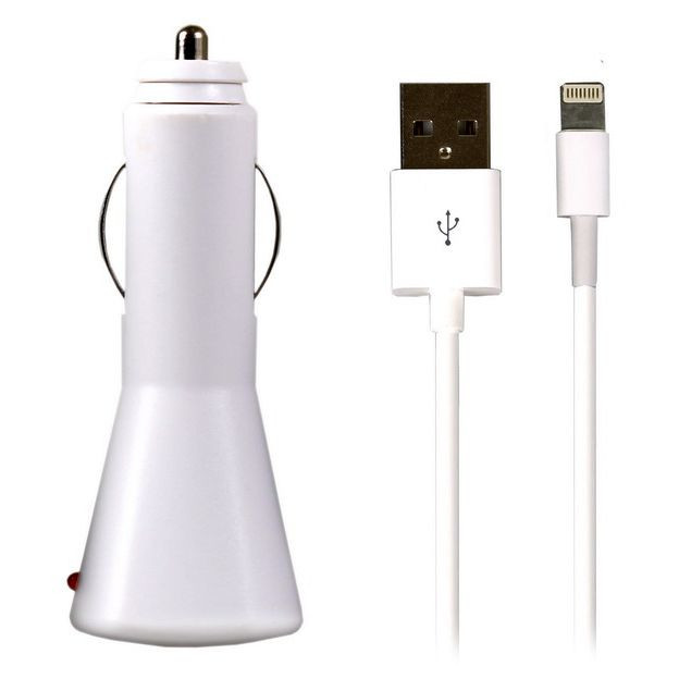 Автомобильное зарядное устройство SmartBuy ONE 1A, Lightning, iPhone5/New iPad, белое - фото 1 - id-p55541453