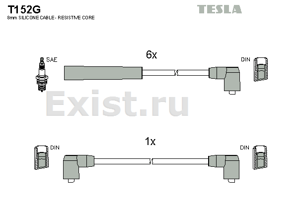 Высоковольтные провода TESLA Ford Scorpio 2.4i, 2.9i 87- универс.наконечник