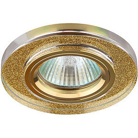 Светильник DK7 GD/SHGD ЭРА декор стекло круглое MR16,12V/220V, 50W, GU 5.3 серебряный блеск золото