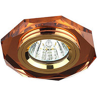 Светильник DK5 GD/BR ЭРА дек стекло многогранник MR16, 12V/220V, 50W коричнев/золото