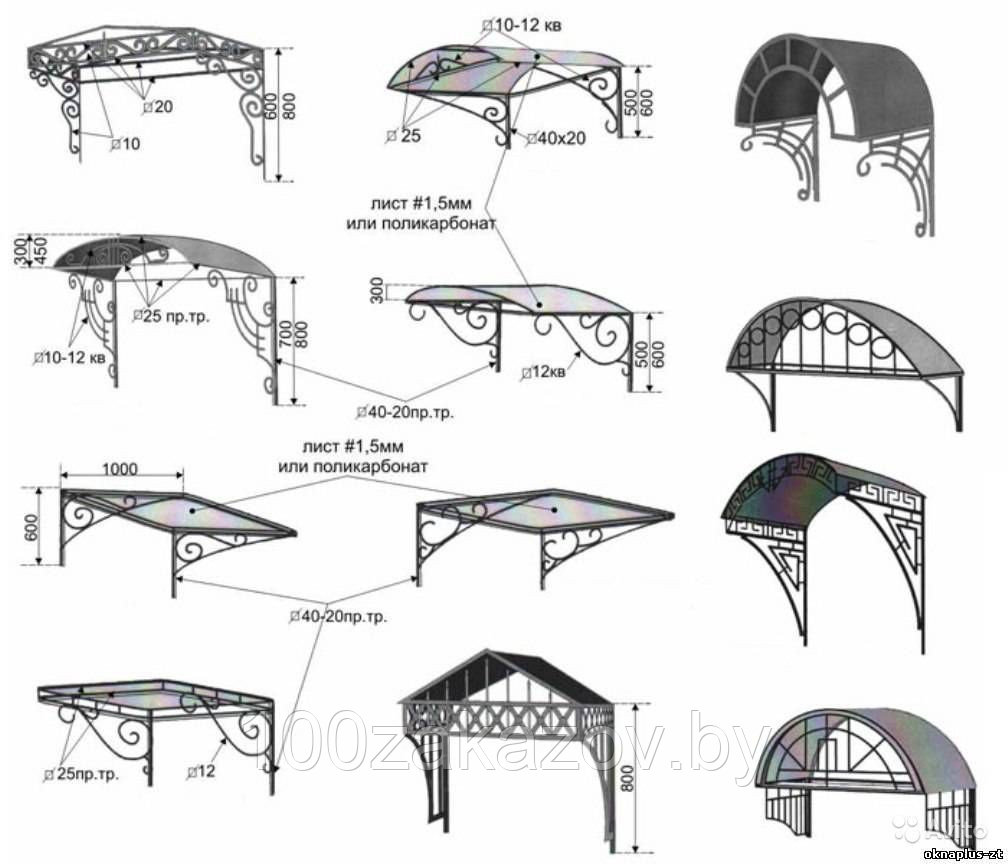 Козырек из поликарбоната КС-20 Кованный козырек над крыльцом - фото 9 - id-p55853452