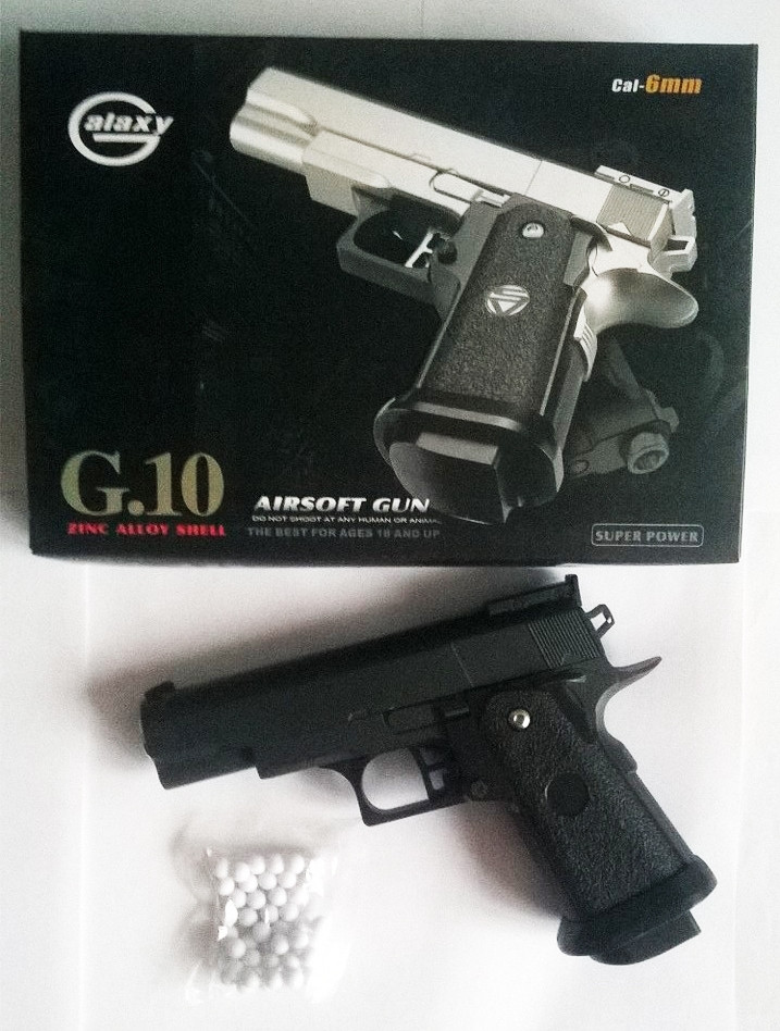 Пистолет игрушечный пневматический металлический Airsoft Gun G.10 - фото 1 - id-p55874781