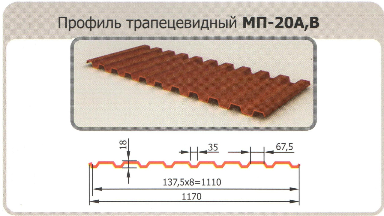 Профнастил МП20(А,В,R), Глянцевый полиэстер, 0.45 мм - фото 2 - id-p38969819