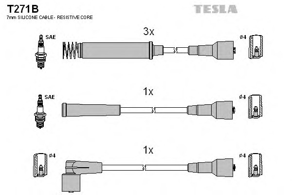 Высоковольтные провода TESLA OPEL VECTRA 1.8I,2.0I 89-, CALIBRA 2.0i 90- - фото 1 - id-p55975519