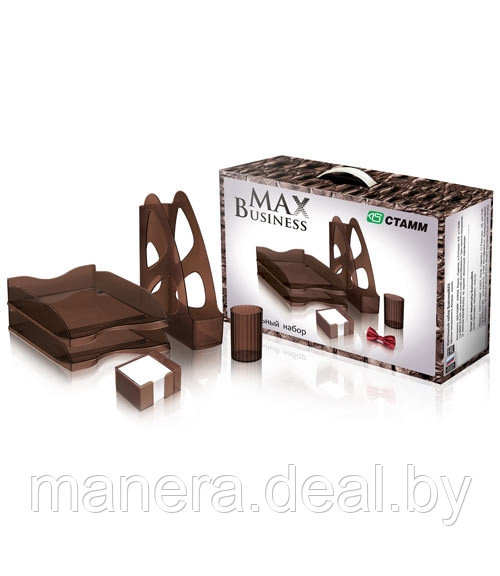 Настольный набор BusinessMax (5 предметов), коричневый пластиковый HAVANNA