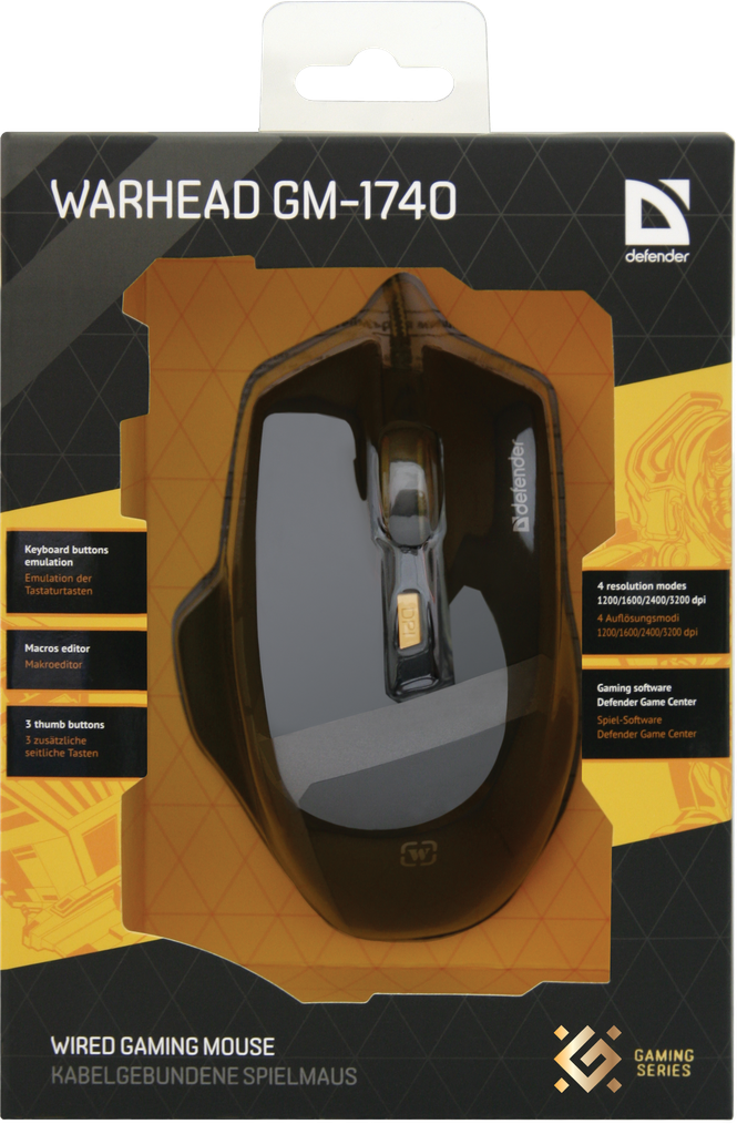 Проводная оптическая игровая мышь Defender Warhead GM-1740, 7 кнопок, 1200-3200dpi - фото 4 - id-p55991863