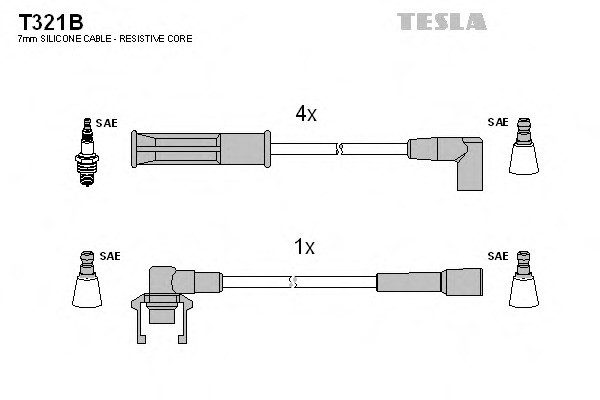Высоковольтные провода TESLA RENAULT 19/CLIO/MEGANE 1.2, 1.4i 88-99 с защёлкой - фото 1 - id-p55992520
