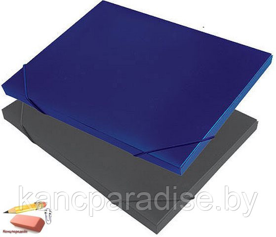 Папка на резинках Регистр А4, 30 мм., пластик, синяя - фото 1 - id-p56049360