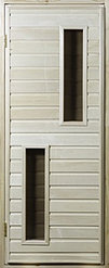 Дверь для бани 1850х750 (Два стекла) из липы сорт А остекленная