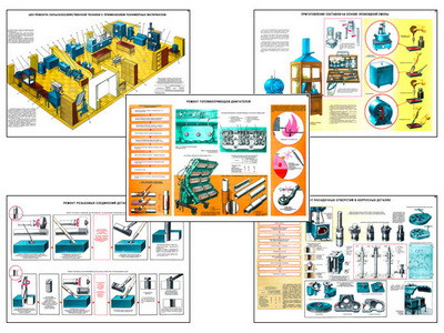 Плакаты ПРОФТЕХ "Применение полимерных материалов при ремонте сельхозтехники" (7 пл, винил, 70х100) - фото 1 - id-p56388145