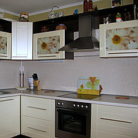 Кухня угловая Ромашки, широкоформатная фотопечать