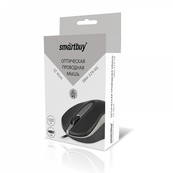 Проводная оптическая мышь SmartBuy SBM-329 USB, 3 кнопки, 1200dpi, gray - фото 4 - id-p56800148