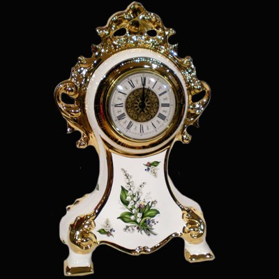 Часы настольные Ландыш (белые с золотом), Bruno Costenaro