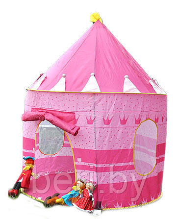 Детская игровая Палатка Замок Шатер,  домик игровой розовый (диаметр: 105 см, высота: 135 см)