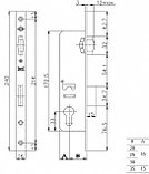 Корпус замка врезного цилиндрового для пластиковой двери узкопроф.155/P (35 mm) w/b (никель), фото 2
