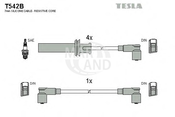 Высоковольтные провода TESLA FIAT TIPO 87-95, LANCIA DEDRA, DEDRA SW, DELTA II 89-99 1.8, 2.0 16V - фото 1 - id-p57508982