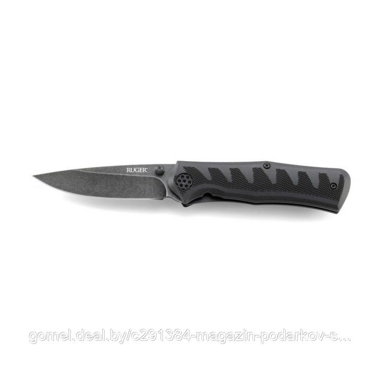 Полуавтоматический складной нож Ruger Knives Crack-Shot™ Compact Ken Steigerwalt Design Blackwashed Plain