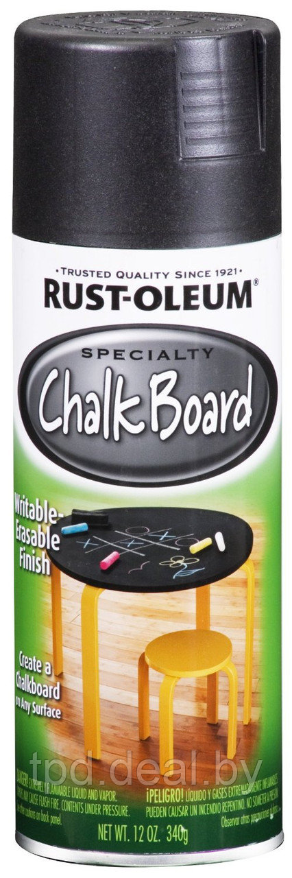 Краска с эффектом грифельной доски Specialty Chalkboard Tint Base, цвет Чёрный, спрей 0,312кг