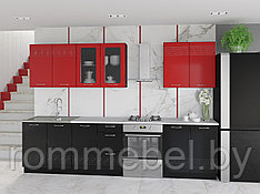 Кухня Оля глянцевая МДФ  чёрный/красный размер 2,6 м