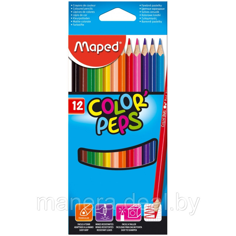 Цветные карандаши 'Color Peps' MAPED 12 цветов - фото 1 - id-p58210762