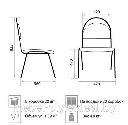 Бюджетный стул РЕТРО (СЕВЕН) блек для посетителей и дома, (RETRO SEVEN bleck ткань калгари) - фото 10 - id-p5609527