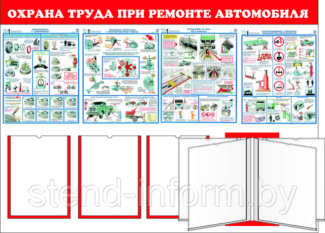 Охрана труда при ремонте автомобиля (р-р 100*85см ) с бортом по периметру